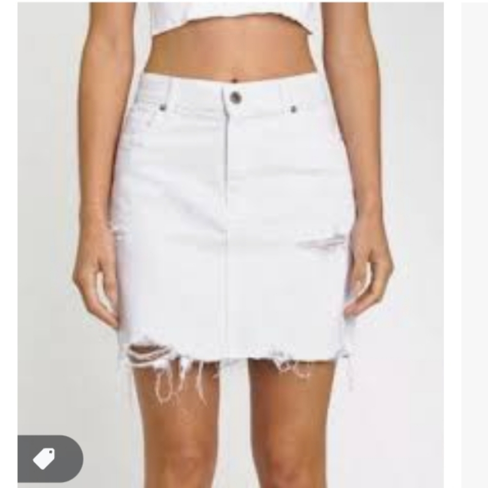 Pistola White Denim Distressed Skirt Size 24 Women’s Jean Skirt Trendy